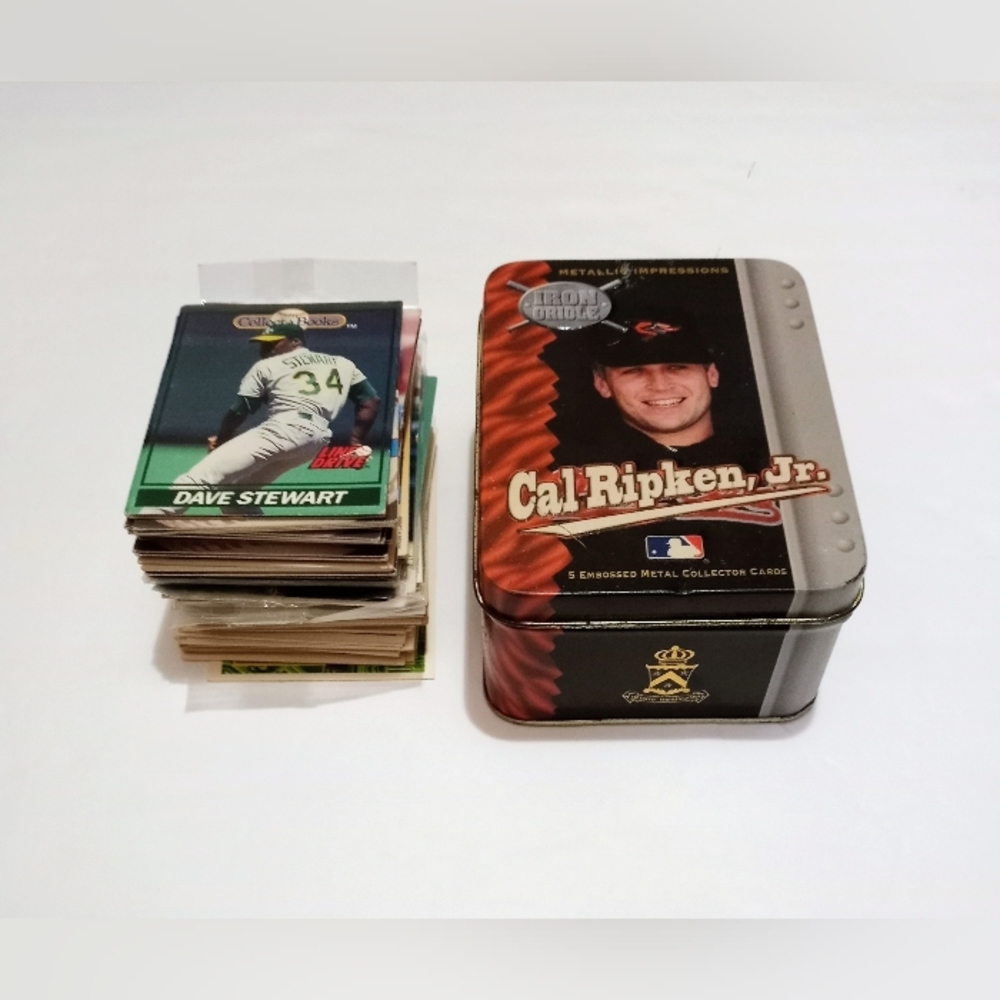 Lot Of Baseball Cards With Cal Ripkin Jr. Collectible Tin